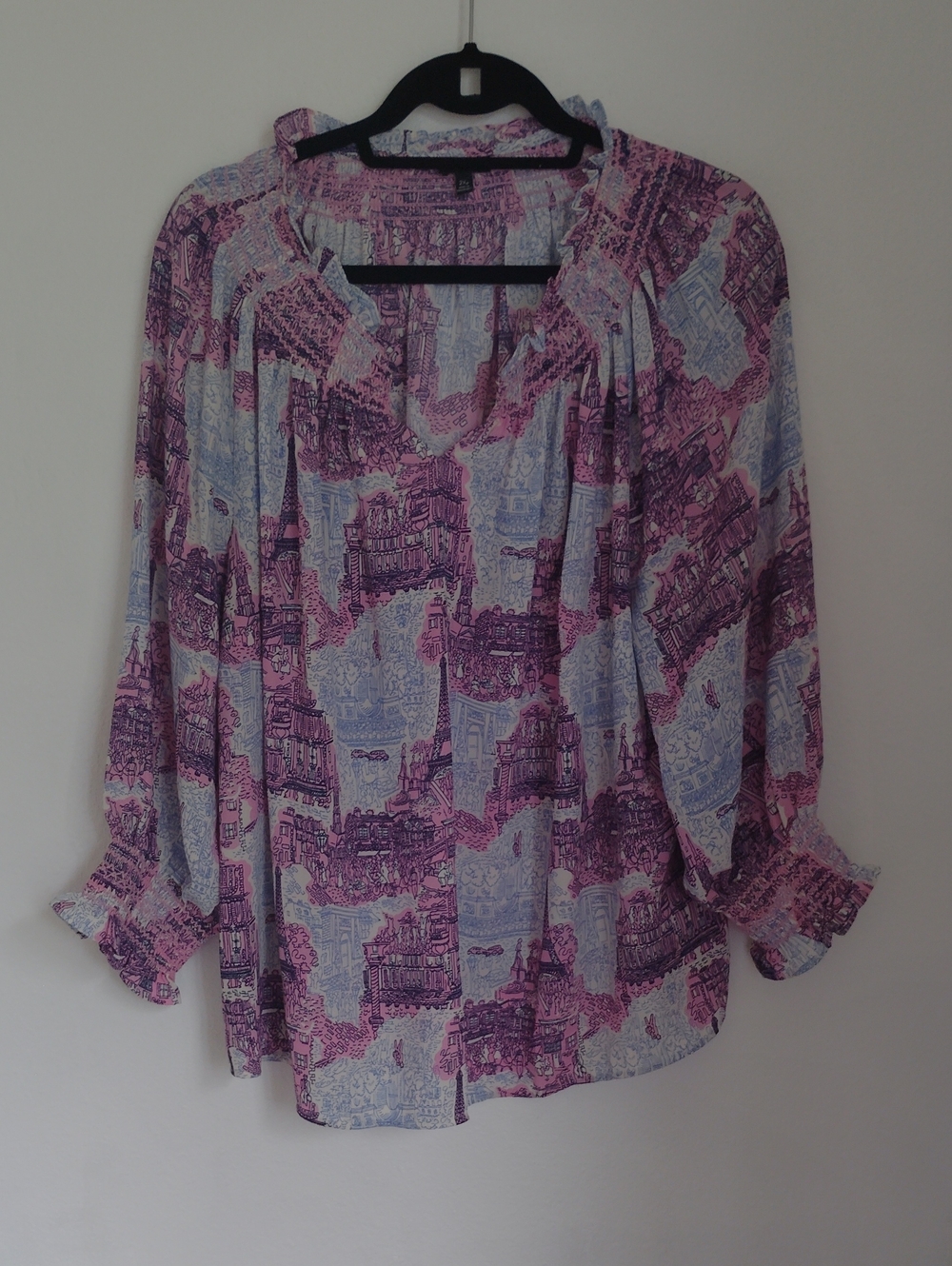 Talbots Plus Petite Paris Eiffel Tower Novelty Print Tunic Top Sz 2Xp Coastal
